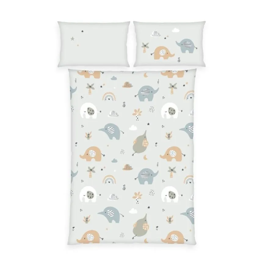 BABYBEST flanel posteljina za bebe 100x135 cm s motivom slonića