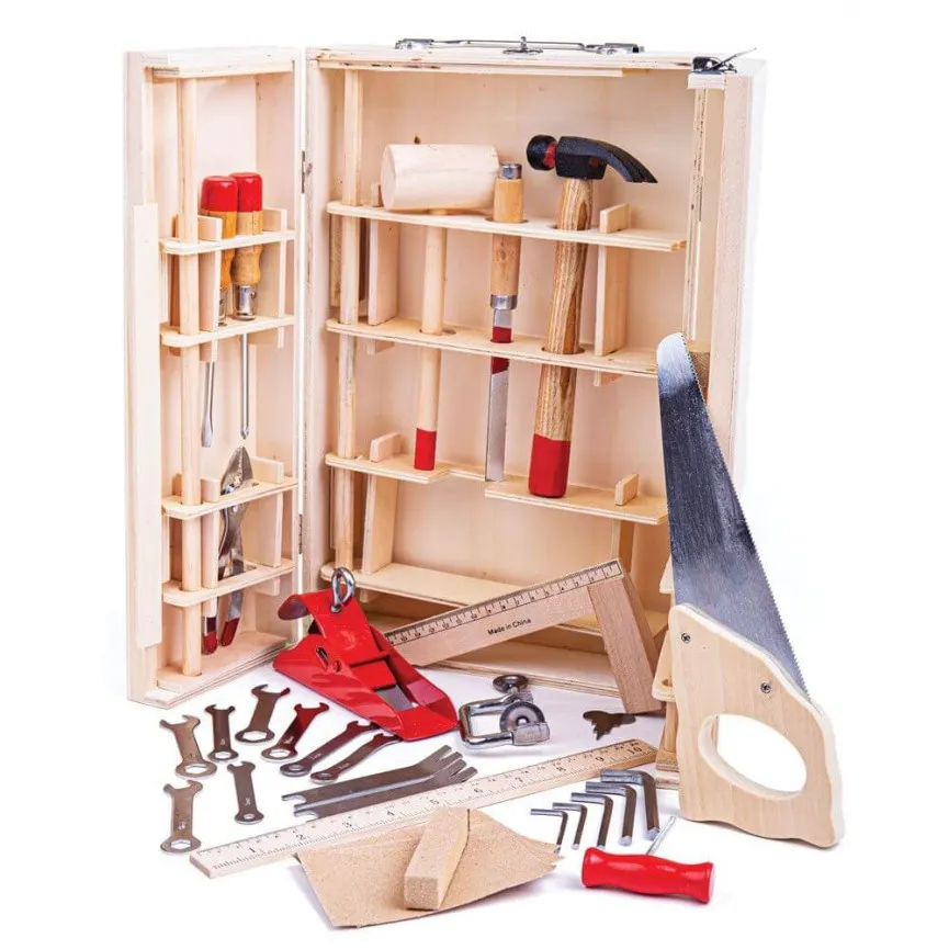 Bigjigs pravi dječji alat Junior Tool Box u drvenoj kutiji