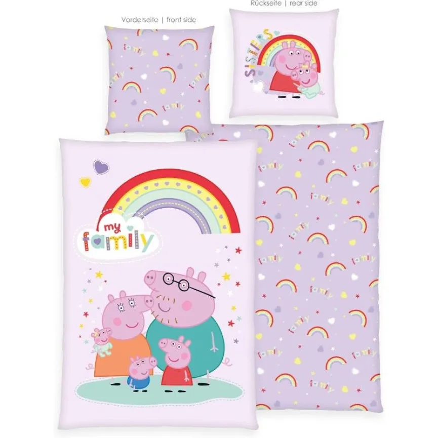 peppa pig posteljina 140x200 cm pink Herding