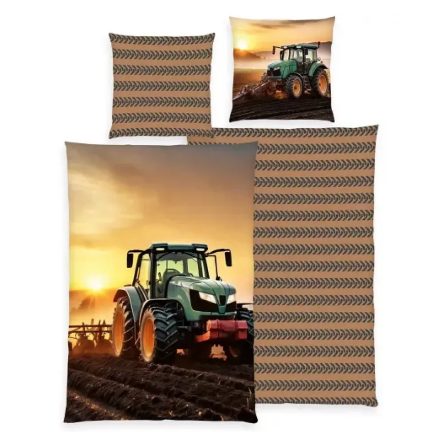 HERDING Dječja posteljina 140x200 Traktor Žuta