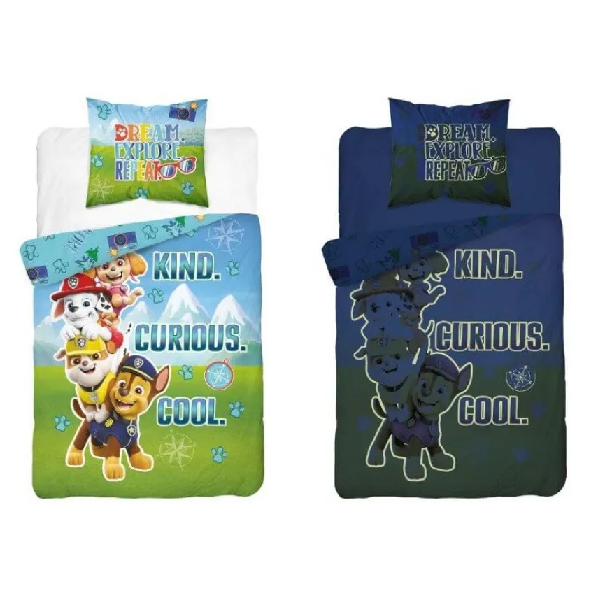 HERDING Dječja posteljina 140x200 Psići u ophodnji Glow in the Dark