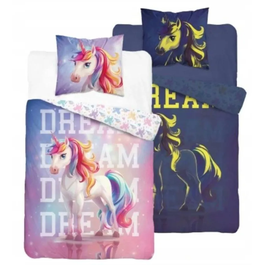 HOLLAND Posteljina Jednorog Duga Dream 140x200 cm Glow in the dark