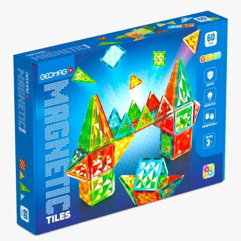 Djeca grade s GEOMAG 60 Tiles Gems magnetnim pločicama