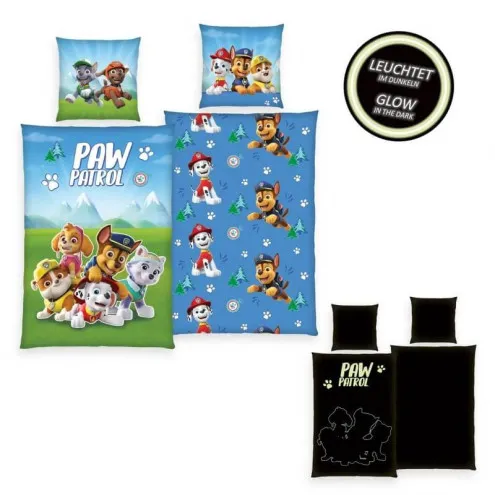 HERDING Dječja posteljina 140x200 Psići u ophodnji Plava Glow in the Dark