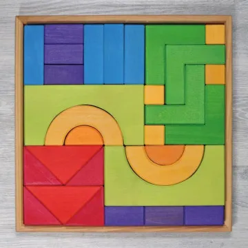 Šarene Grimm's drvene kocke raznih geometrijskih oblika za slaganje