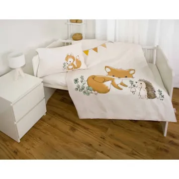 BABYBEST Posteljina za bebe 100x135 cm organski bombaž Forest Friends 