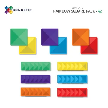 Connetix Rainbow Square Pack s 36 standardnih i 6 velikih kvadrata
