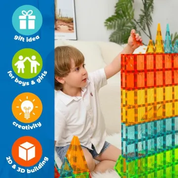 Djeca grade s GEOMAG 60 Tiles Gems magnetnim pločicama