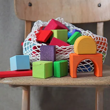 Drvene kocke za djecu od 1 godine u mrežastoj vrećici