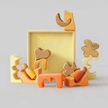 drvene kocke za djecu grimms yellow