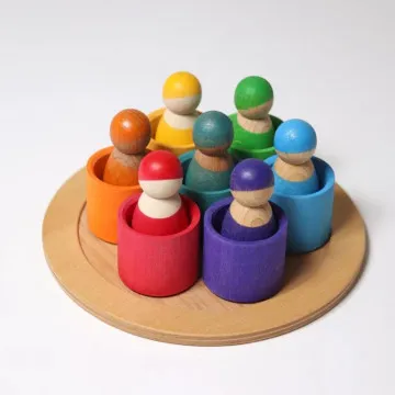 Drvene figurice Grimm's Seven Friends in Bowls za sortiranje boja