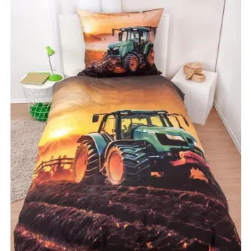 HERDING Dječja posteljina 140x200 Traktor Žuta
