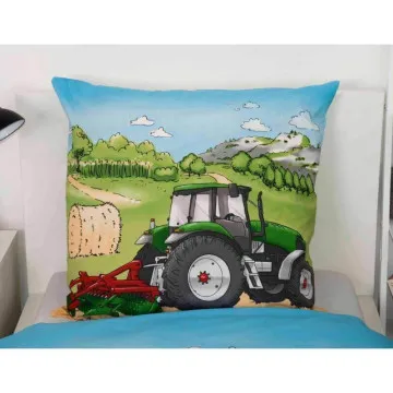 topla dječja posteljina flanel traktor 140x200